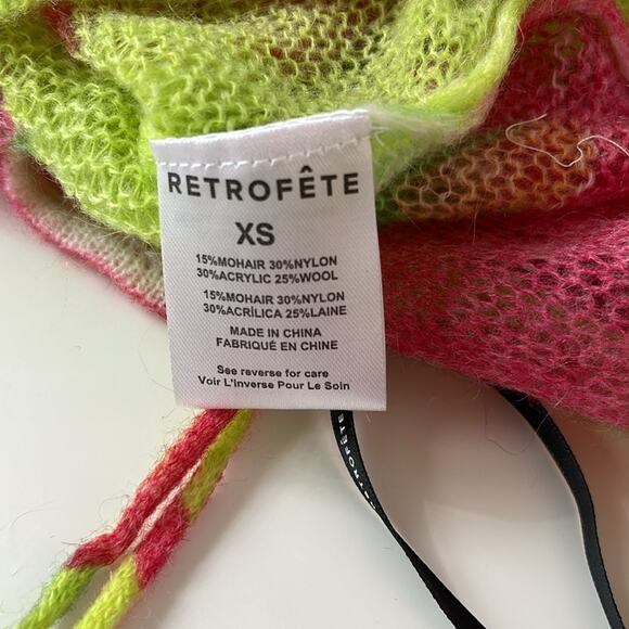 Retrofete Fontelina Mohair Knit Floral Cutout Lime Anthurium Maxi Dress Size XS - Picture 10 of 10